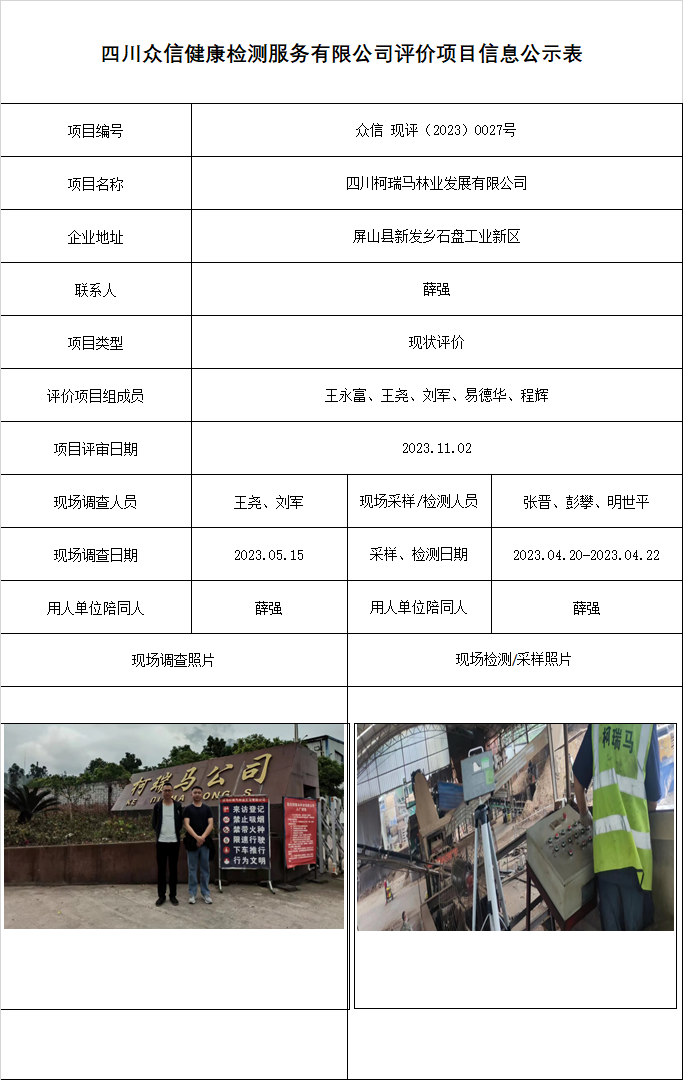 四川柯瑞马林业发展有限公司现状评价