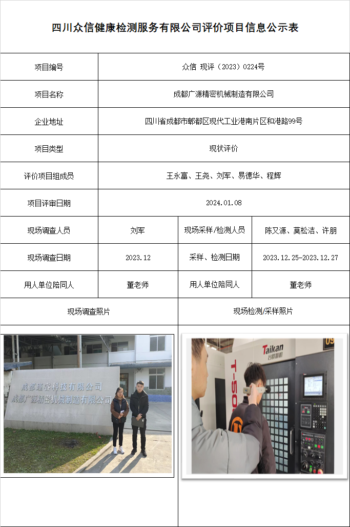 成都广源精密机械制造有限公司现状评价
