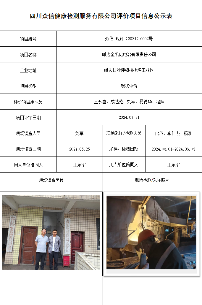 峨边金凯亿电冶有限责任公司现状评价