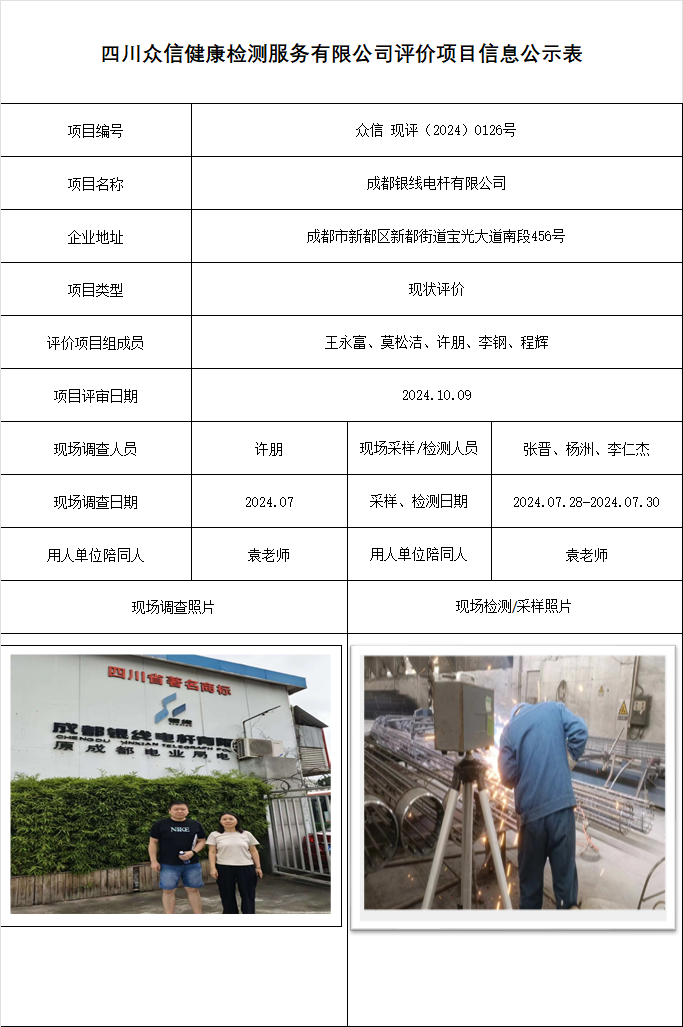 成都银线电杆有限公司现状评价
