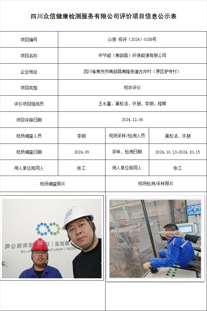 中节能（南部县）环保能源有限公司现状评价
