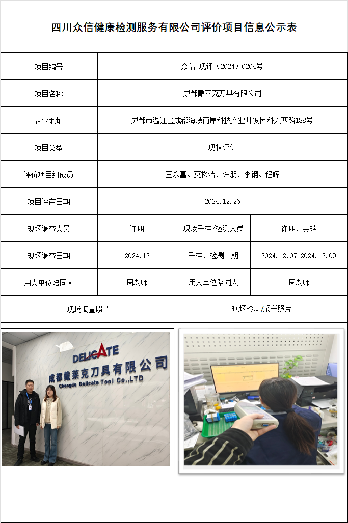 成都戴莱克刀具有限公司现状评价