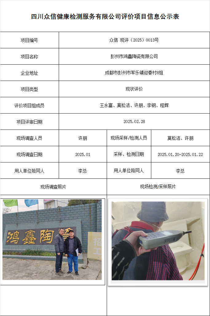 彭州市鸿鑫陶瓷有限公司现评