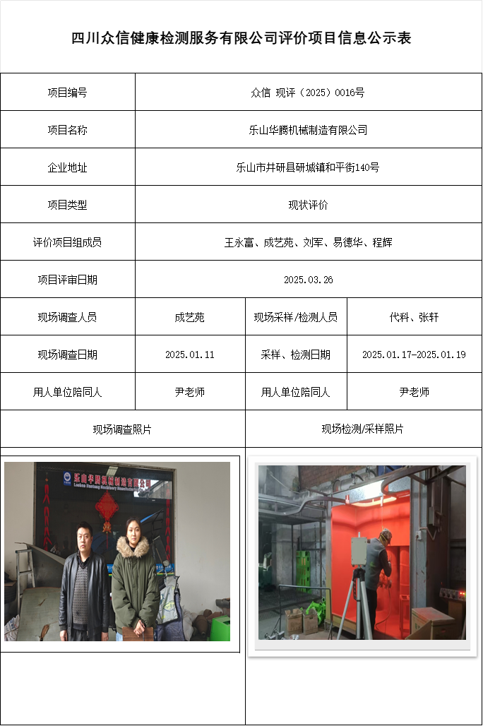 乐山华腾机械制造有限公司现状评价
