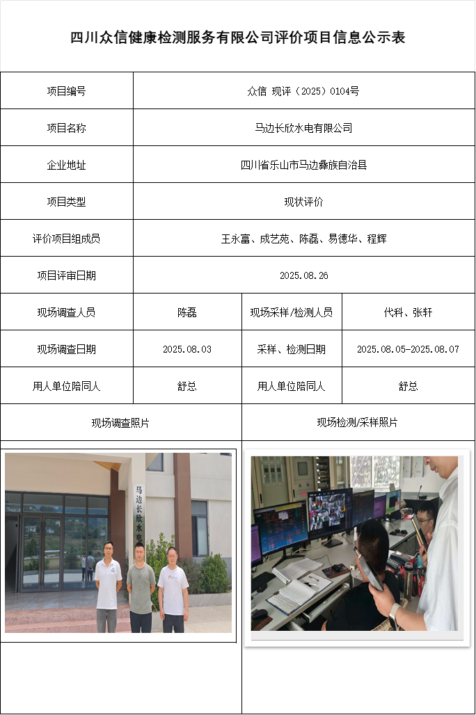 马边长欣水电有限公司现状评价