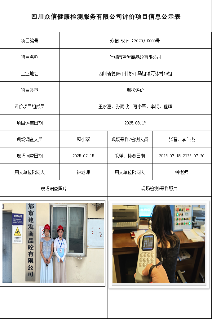 什邡市建发商品砼有限公司现状评价