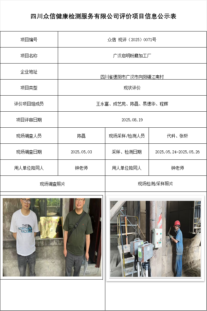 广汉启明粉磨加工厂现状评价