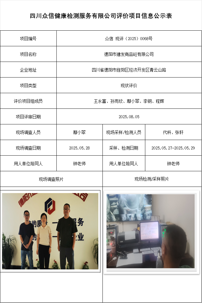 德阳市建发商品砼有限公司现状评价