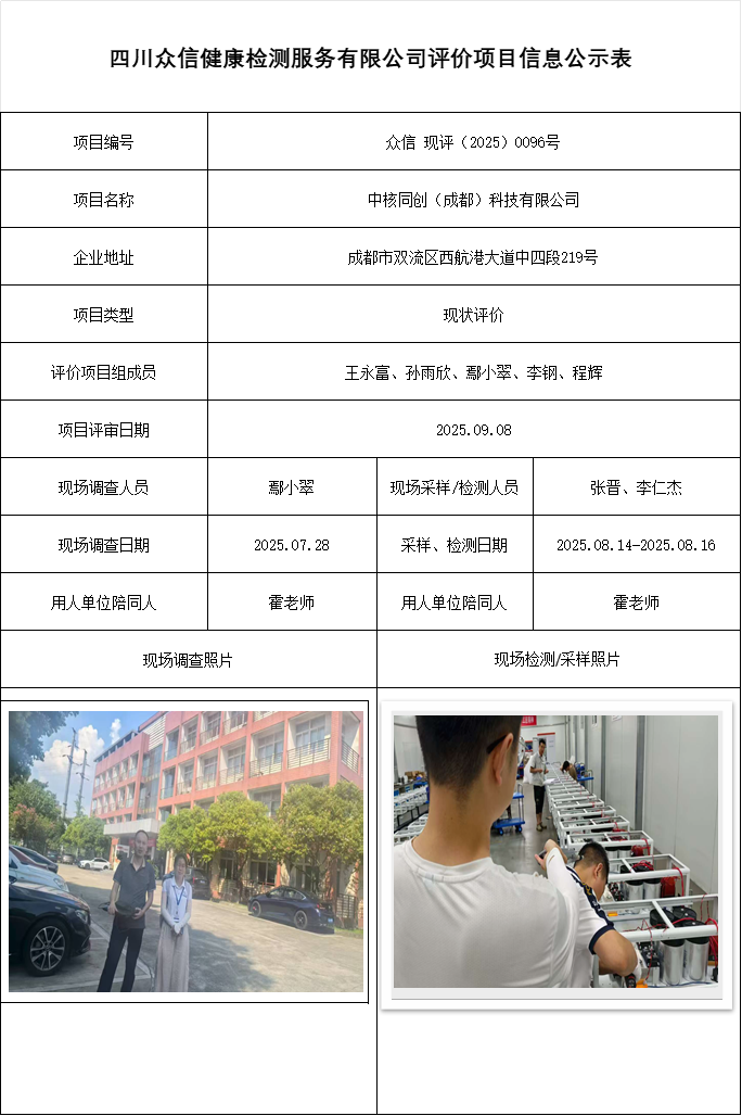 中核同创（成都）科技有限公司现状评价