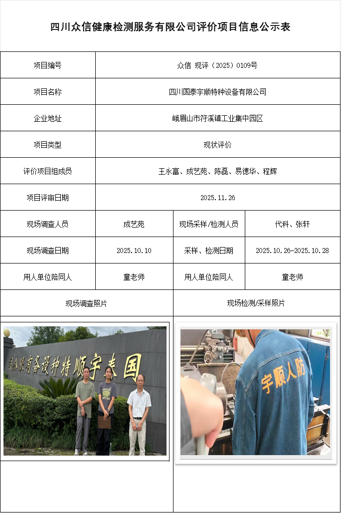四川国泰宇顺特种设备有限公司现状评价
