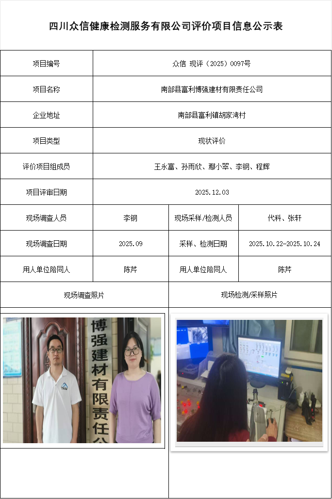 南部县富利博强建材有限责任公司现状评价